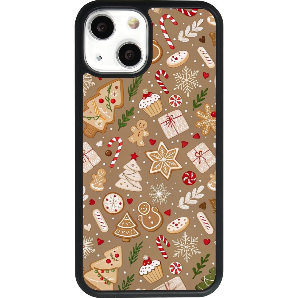 Coque iPhone 13 mini - Silicone rigide noir Christmas 25 Pattern Ginger Cookie
