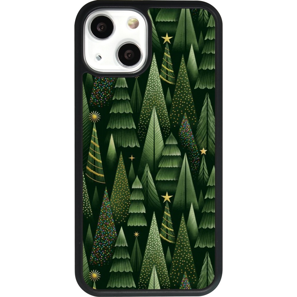 Coque iPhone 13 mini - Silicone rigide noir Christmas 25 Pattern Xmas Tree