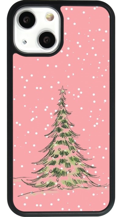 Coque iPhone 13 mini - Silicone rigide noir Christmas 25 Pink Tree