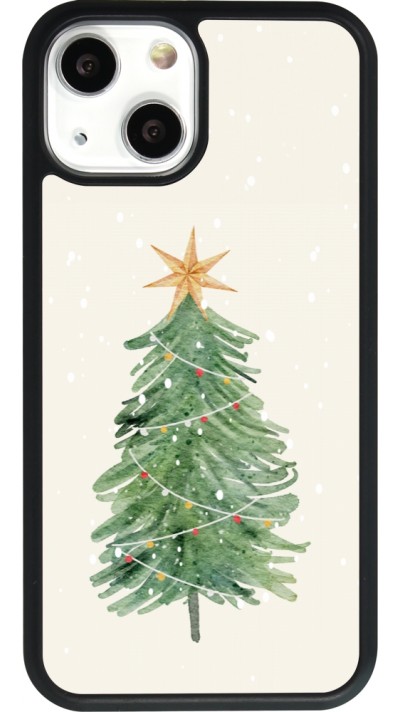 Coque iPhone 13 mini - Silicone rigide noir Christmas 25 Sketch Tree