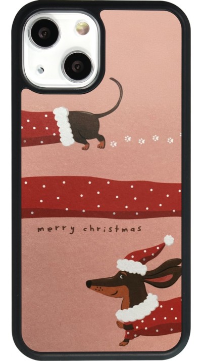 Coque iPhone 13 mini - Silicone rigide noir Christmas 25 Teckel Merry Xmas
