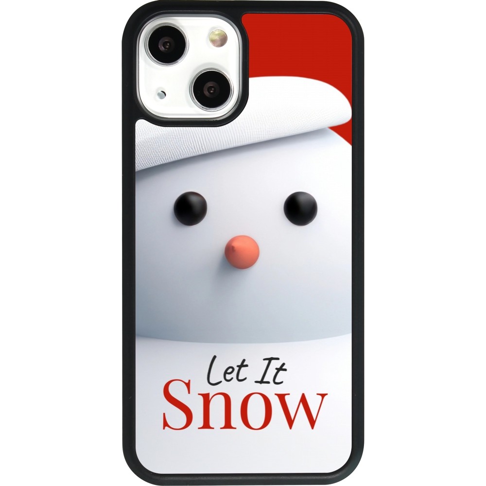 Coque iPhone 13 mini - Silicone rigide noir Christmas 25 Xmas Snowman