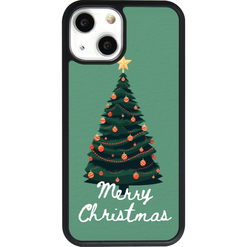 Coque iPhone 13 mini - Silicone rigide noir Christmas 25 Xmas Tree