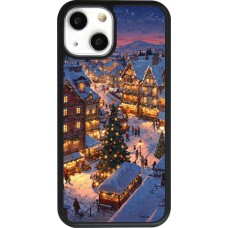 Coque iPhone 13 mini - Silicone rigide noir Christmas 25 Xmas Village
