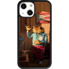 Coque iPhone 13 mini - Silicone rigide noir Dancing frog DTMF