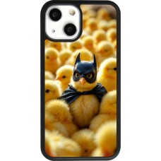 Coque iPhone 13 mini - Silicone rigide noir Easter 2026 Chicken Batman