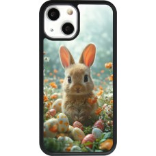 Coque iPhone 13 mini - Silicone rigide noir Easter 2026 Rabbit in the garden