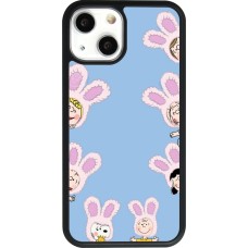 Coque iPhone 13 mini - Silicone rigide noir Easter 2026 Snoopy