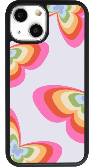 iPhone 13 mini Case Hülle - Silikon schwarz Easter 2024 rainbow butterflies