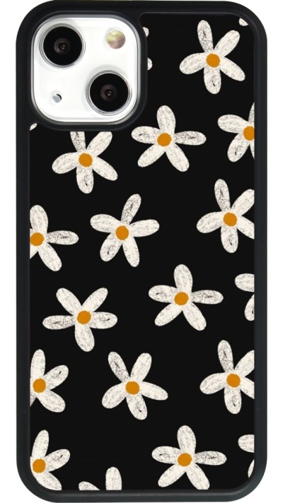 iPhone 13 mini Case Hülle - Silikon schwarz Easter 2024 white on black flower