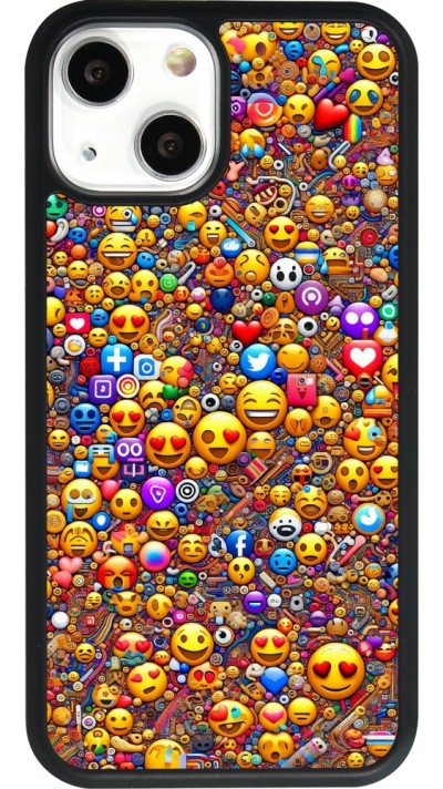 iPhone 13 mini Case Hülle - Silikon schwarz Emoji gemischt