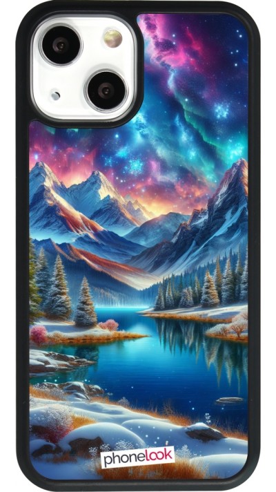 iPhone 13 mini Case Hülle - Silikon schwarz Fantasiebergsee Himmel Sterne
