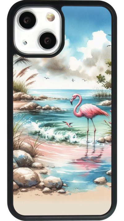 iPhone 13 mini Case Hülle - Silikon schwarz Flamingo Aquarell