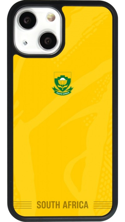 Coque iPhone 13 mini - Silicone rigide noir Maillot de football Afrique du Sud 2026 personnalisable