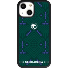 Coque iPhone 13 mini - Silicone rigide noir Maillot de football Arabie saoudite 2026 personnalisable