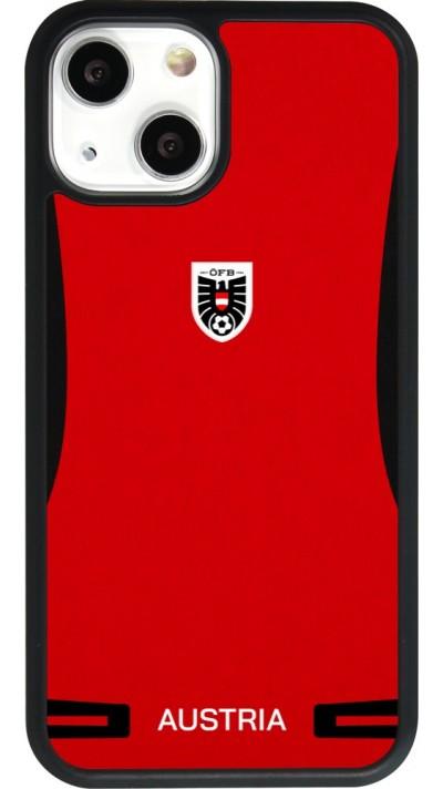 Coque iPhone 13 mini - Silicone rigide noir Maillot de football Autriche 2026 personnalisable