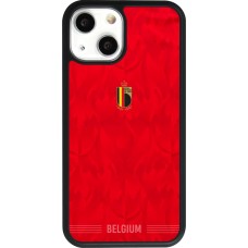 Coque iPhone 13 mini - Silicone rigide noir Maillot de football Belgique 2026 personnalisable