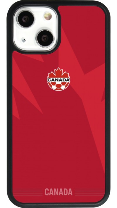 Coque iPhone 13 mini - Silicone rigide noir Maillot de football Canada 2026 personnalisable