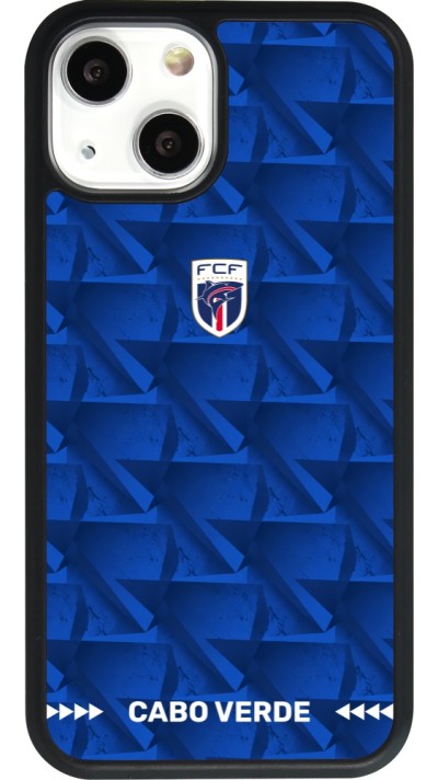 Coque iPhone 13 mini - Silicone rigide noir Maillot de football Cap-Vert 2026 personnalisable