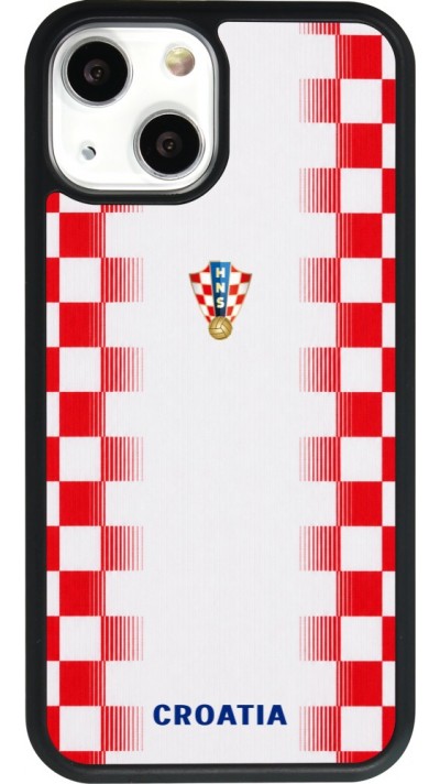 Coque iPhone 13 mini - Silicone rigide noir Maillot de football Croatie 2026 personnalisable