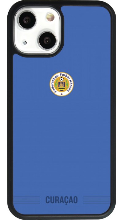 Coque iPhone 13 mini - Silicone rigide noir Maillot de football Curaçao 2026 personnalisable