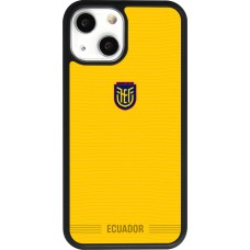 Coque iPhone 13 mini - Silicone rigide noir Maillot de football Équateur 2026 personnalisable