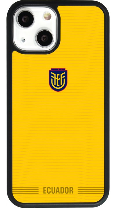 Coque iPhone 13 mini - Silicone rigide noir Maillot de football E?quateur 2026 personnalisable