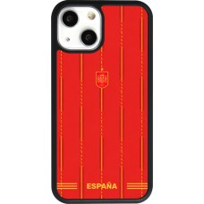 Coque iPhone 13 mini - Silicone rigide noir Maillot de football Espagne 2026 personnalisable
