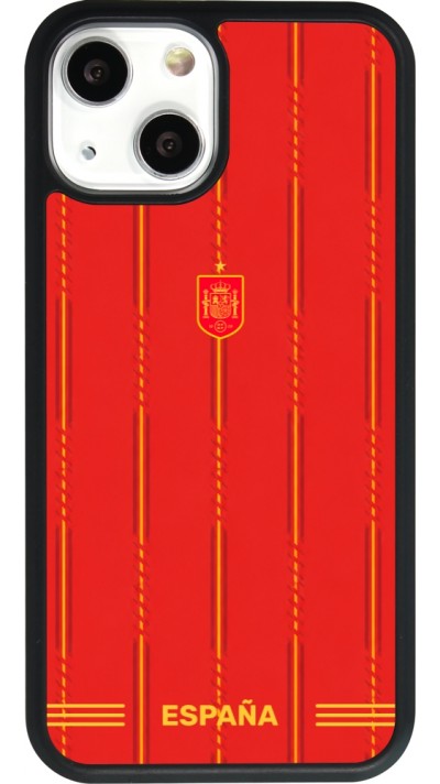 Coque iPhone 13 mini - Silicone rigide noir Maillot de football Espagne 2026 personnalisable