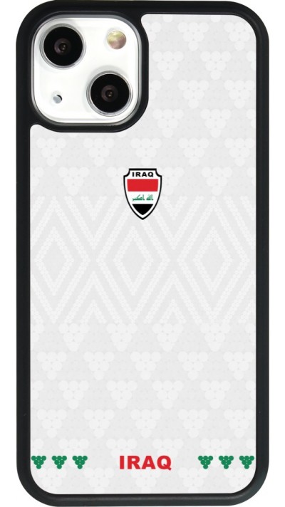 Coque iPhone 13 mini - Silicone rigide noir Maillot de football Irak 2026 personnalisable