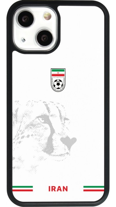 Coque iPhone 13 mini - Silicone rigide noir Maillot de football Iran 2026 personnalisable