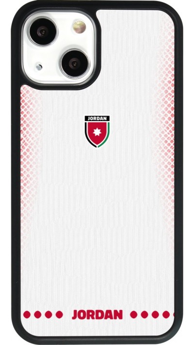Coque iPhone 13 mini - Silicone rigide noir Maillot de football Jordanie 2026 personnalisable