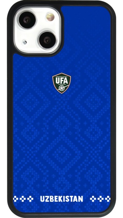 Coque iPhone 13 mini - Silicone rigide noir Maillot de football Ouzbékistan 2026 personnalisable