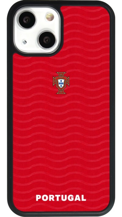 Coque iPhone 13 mini - Silicone rigide noir Maillot de football Portugal 2026 personnalisable