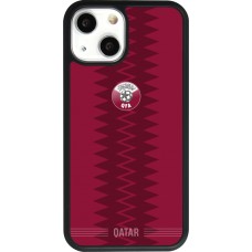 Coque iPhone 13 mini - Silicone rigide noir Maillot de football Qatar 2026 personnalisable