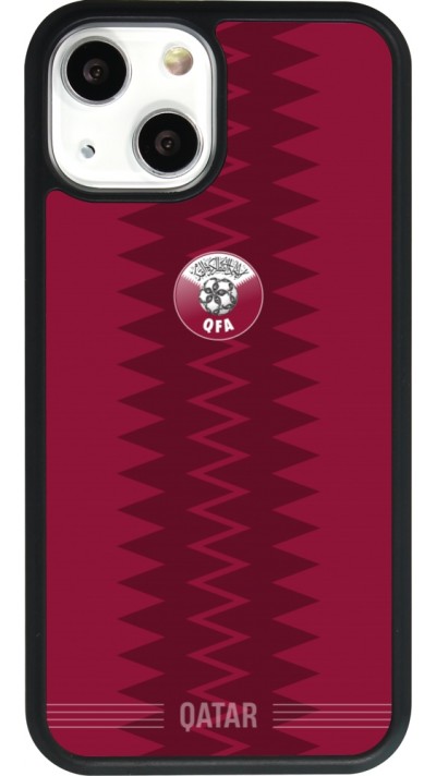 Coque iPhone 13 mini - Silicone rigide noir Maillot de football Qatar 2026 personnalisable