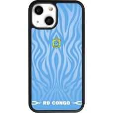 Coque iPhone 13 mini - Silicone rigide noir Maillot de football RD Congo 2026 personnalisable