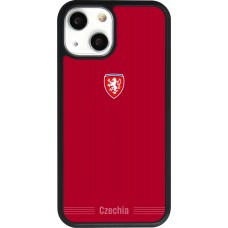 Coque iPhone 13 mini - Silicone rigide noir Maillot de football Répuplique Tchèque 2026 personnalisable