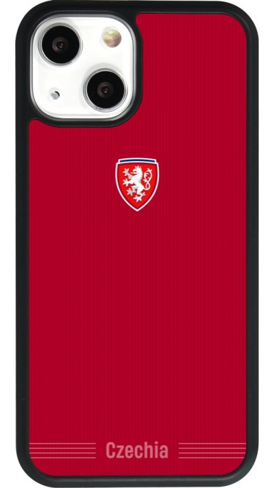 Coque iPhone 13 mini - Silicone rigide noir Maillot de football Répuplique Tchèque 2026 personnalisable