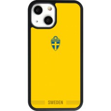 Coque iPhone 13 mini - Silicone rigide noir Maillot de football Suède 2026 personnalisable
