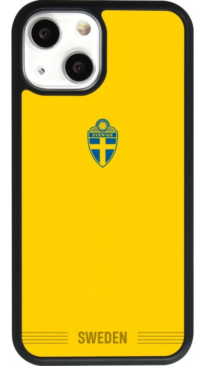 Coque iPhone 13 mini - Silicone rigide noir Maillot de football Suède 2026 personnalisable