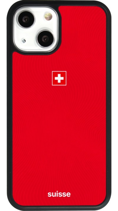 Coque iPhone 13 mini - Silicone rigide noir Maillot de football Suisse 2026 personnalisable