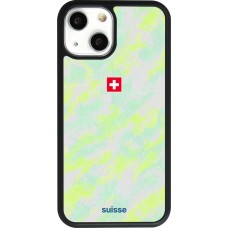 Coque iPhone 13 mini - Silicone rigide noir Maillot de football Suisse Away 2026 personnalisable