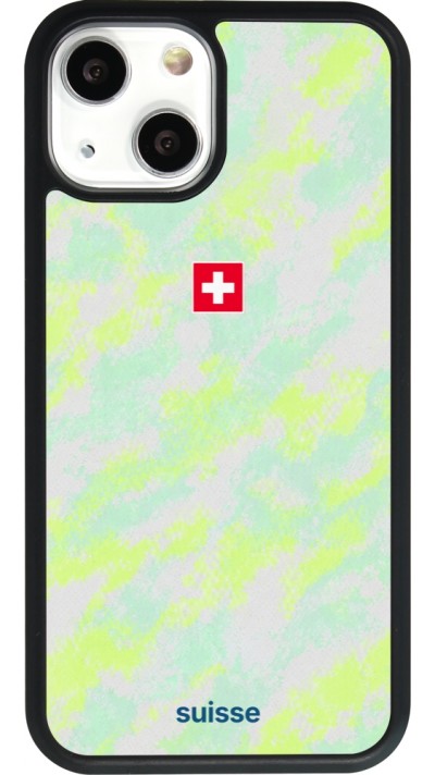 Coque iPhone 13 mini - Silicone rigide noir Maillot de football Suisse Away 2026 personnalisable
