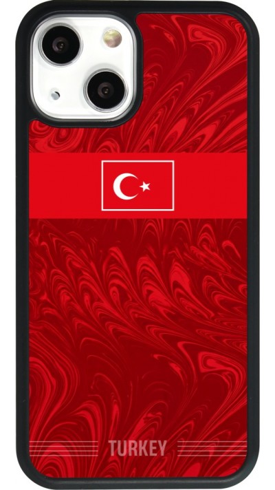 Coque iPhone 13 mini - Silicone rigide noir Maillot de football Turquie 2026 personnalisable