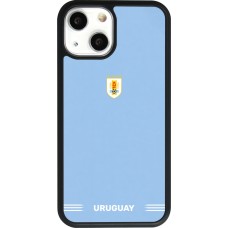 Coque iPhone 13 mini - Silicone rigide noir Maillot de football Uruguay 2026 personnalisable