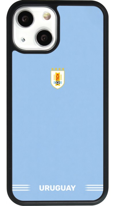 Coque iPhone 13 mini - Silicone rigide noir Maillot de football Uruguay 2026 personnalisable
