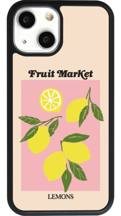 Coque iPhone 13 mini - Silicone rigide noir Fruit market lemons 2026