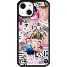 Coque iPhone 13 mini - Silicone rigide noir Girl Power Collage