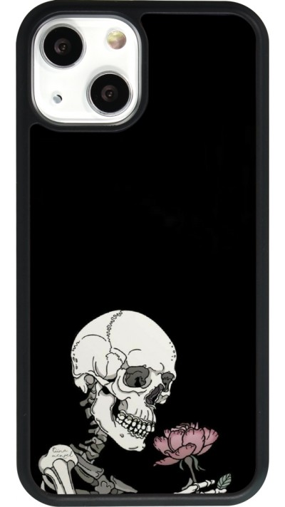 iPhone 13 mini Case Hülle - Silikon schwarz Halloween 2023 rose and skeleton